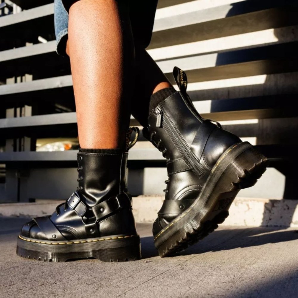 DR.MARTENS JADON HARNESS PARIS LEATHER BLACK PLATFORM MSRP$270 Fearless & Fluid